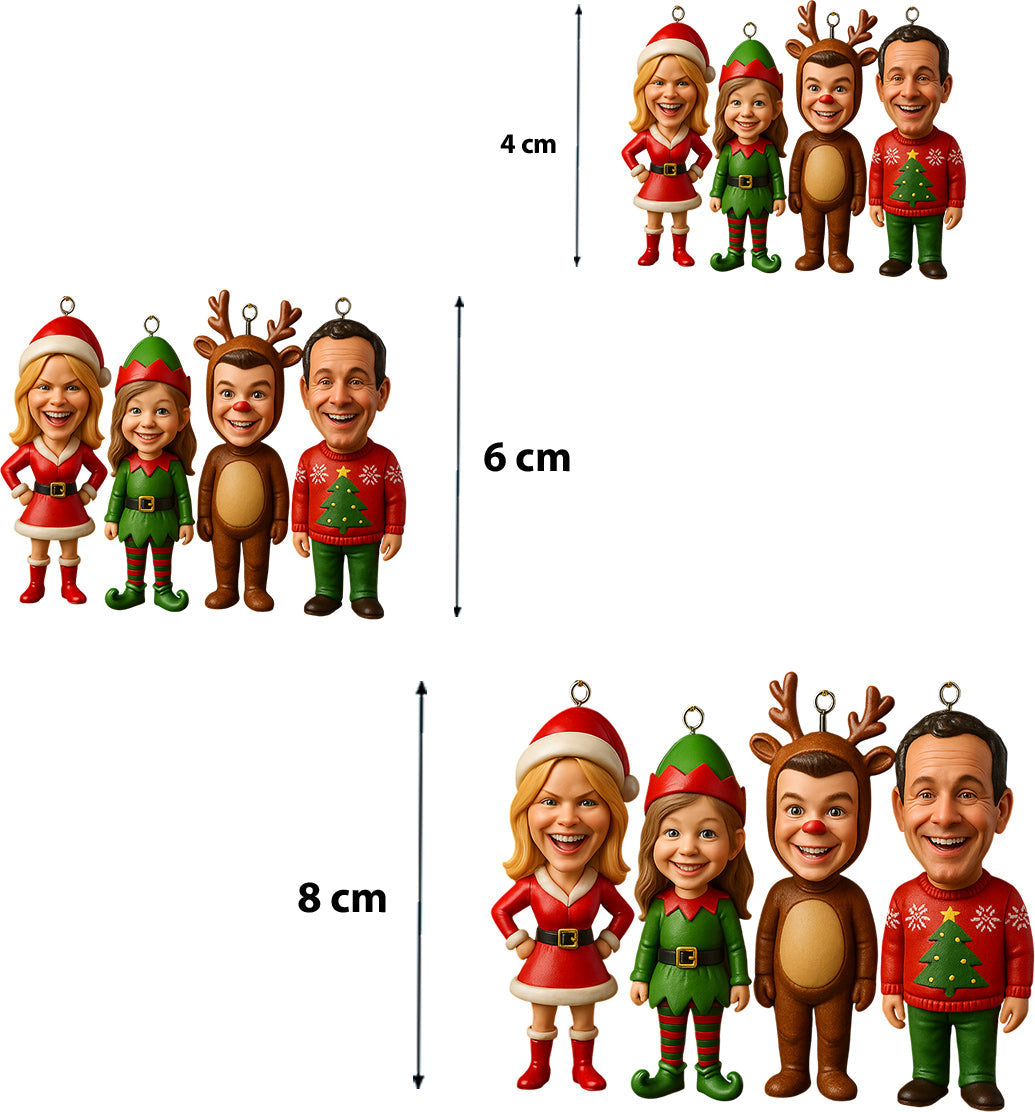 Cadeau de Noël pour la famille - Ornement de Noël personnalisé en forme de minifigurine 3D.