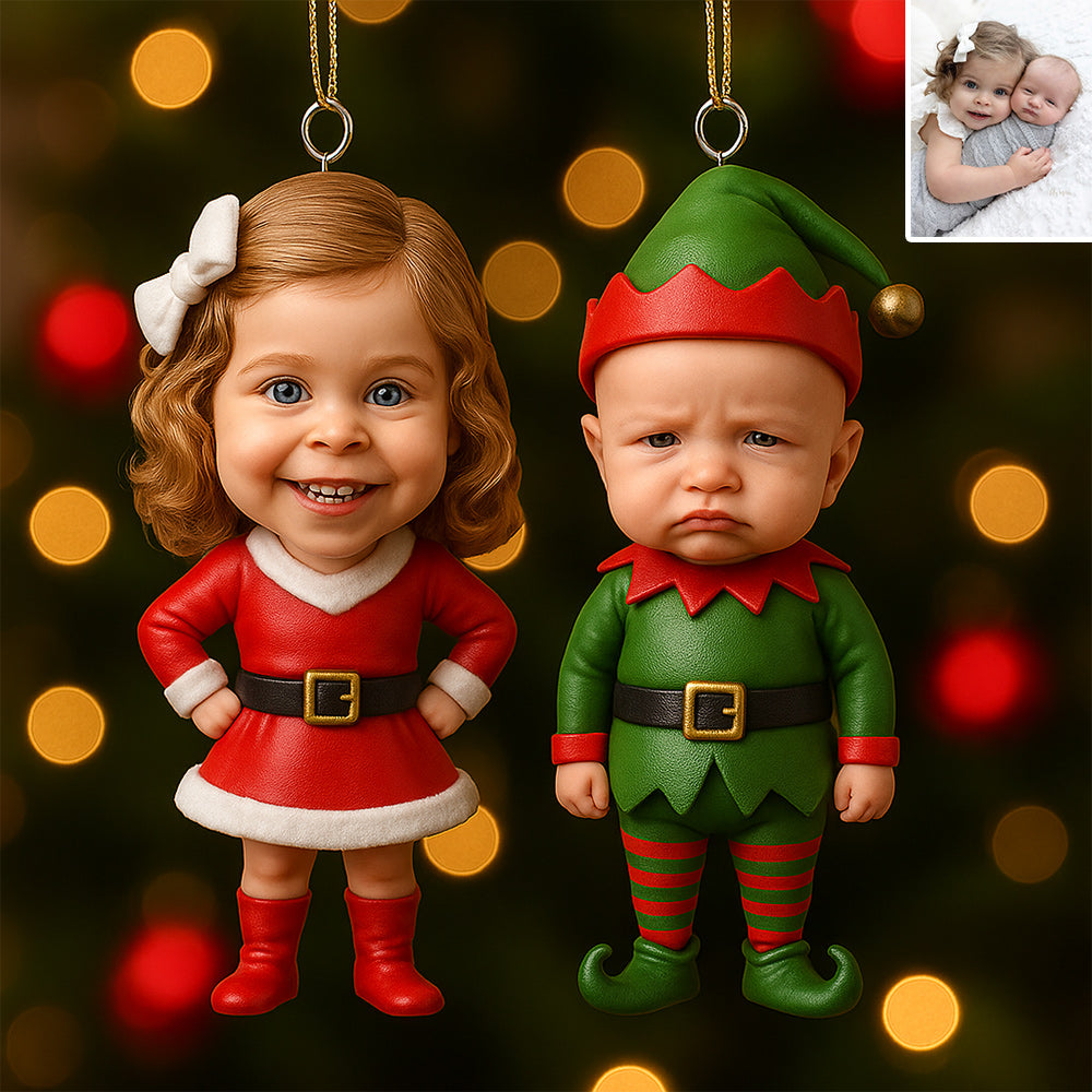 Cadeau de Noël pour la famille - Ornement de Noël personnalisé en forme de minifigurine 3D.