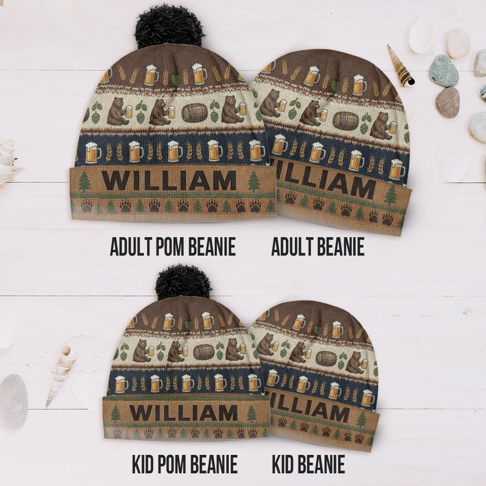 Holiday Brew Bear - Personalized Beer Beanie Hat