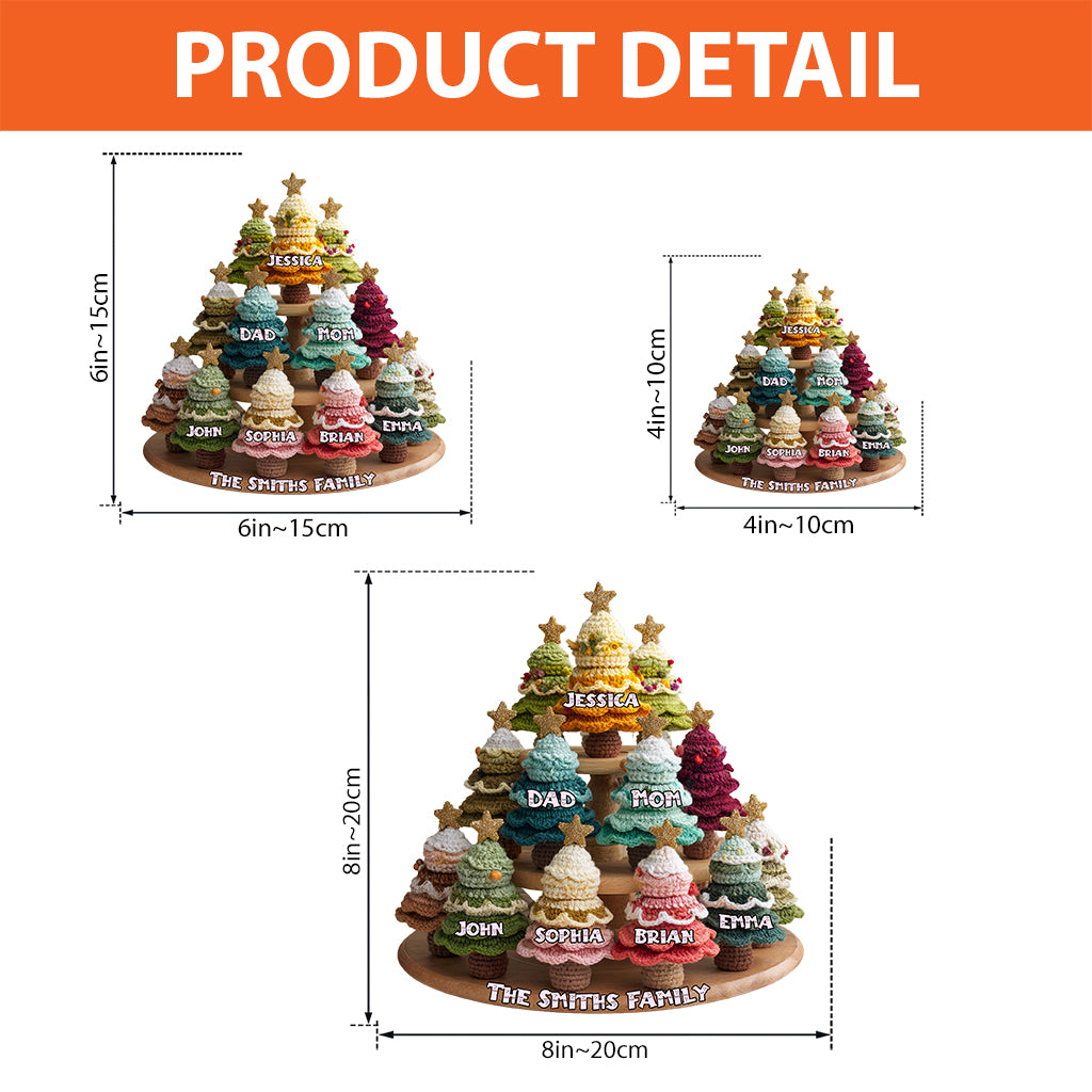 Sapin de Noël familial au crochet - Plaque acrylique personnalisée en forme de famille