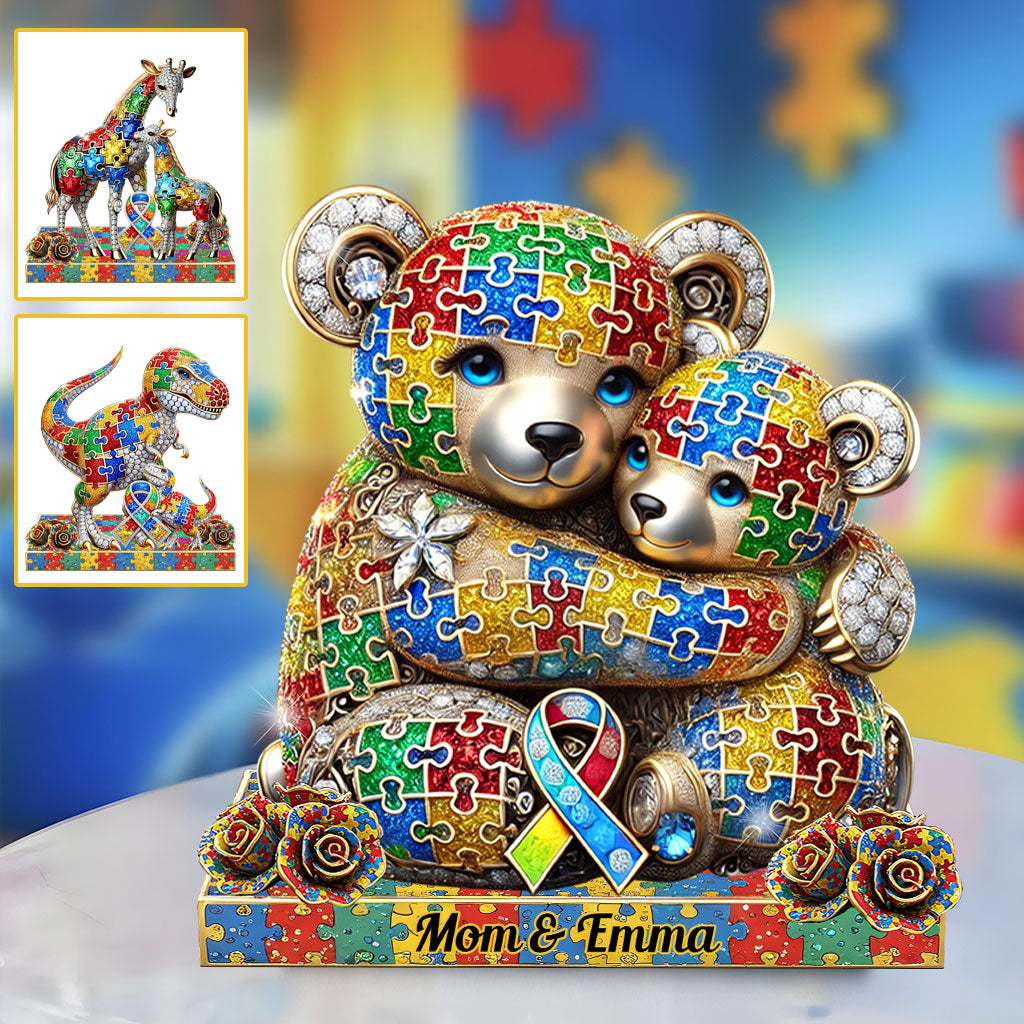 Strong Mama - Personalized Autism Awareness Custom Shaped Acrylic Plaque