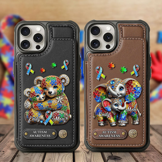 Strong Mama - Étui portefeuille personnalisé pour téléphone, symbole de sensibilisation à l'autisme