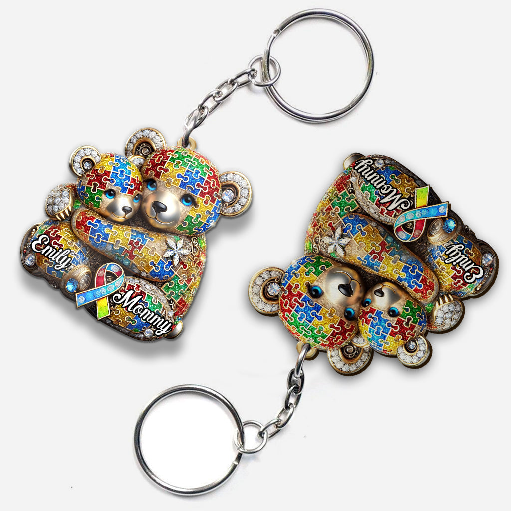 Mama Bear - Personalized Autism Awareness Keychain