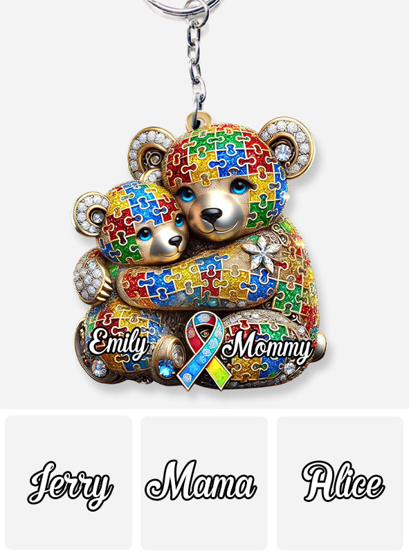 Mama Bear - Personalized Autism Awareness Keychain