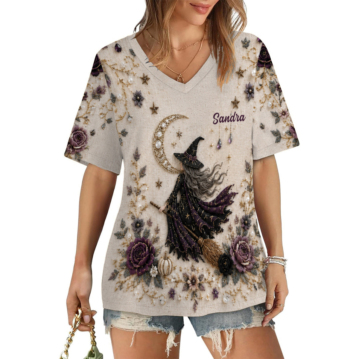 Magic Witch - Personalized Witch Fully Printed V-Neck T-Shirt