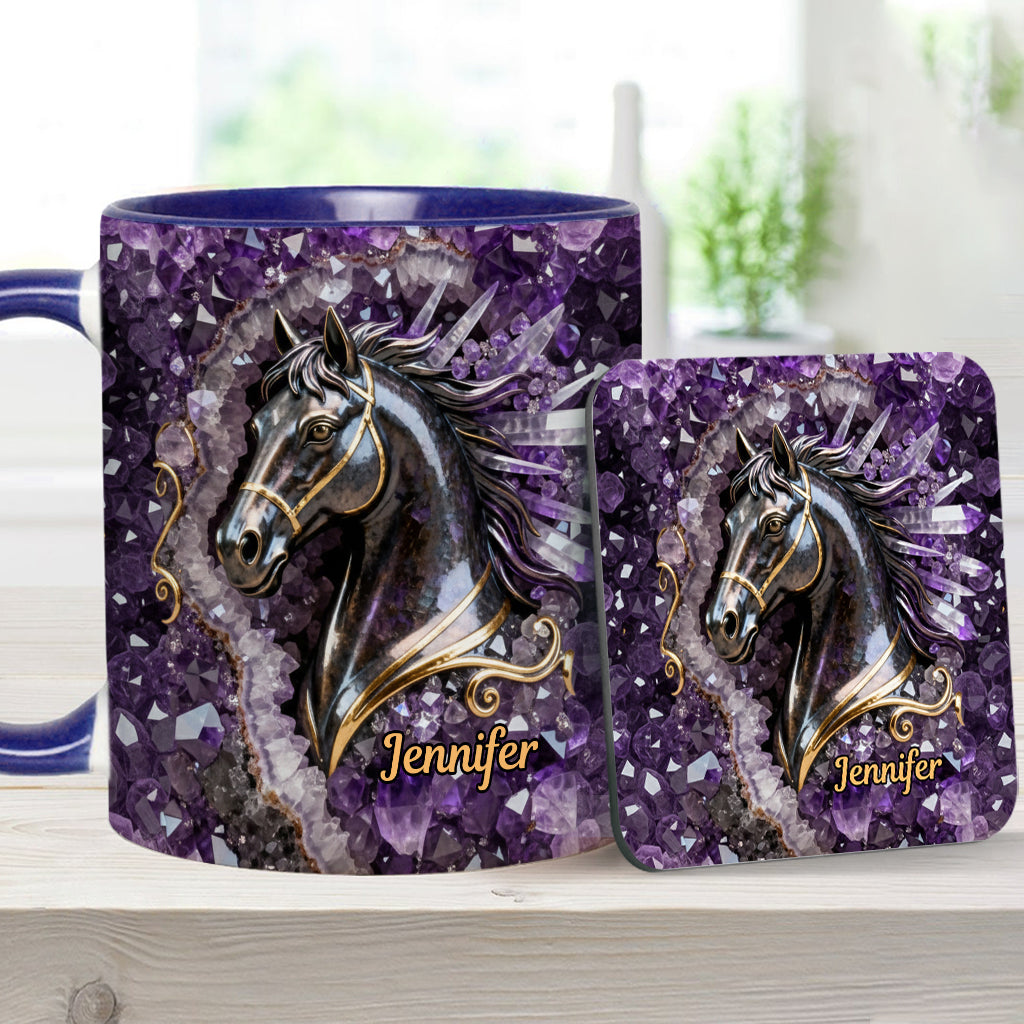 Mug et sous-verre personnalisés Love Horse - Motif cheval
