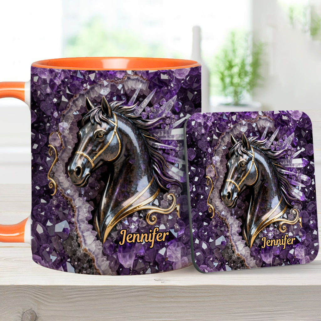 Mug et sous-verre personnalisés Love Horse - Motif cheval