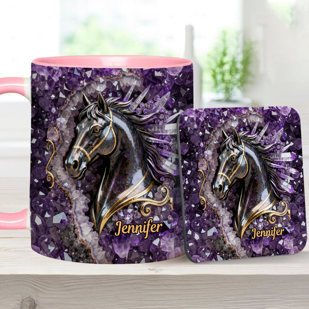 Mug et sous-verre personnalisés Love Horse - Motif cheval