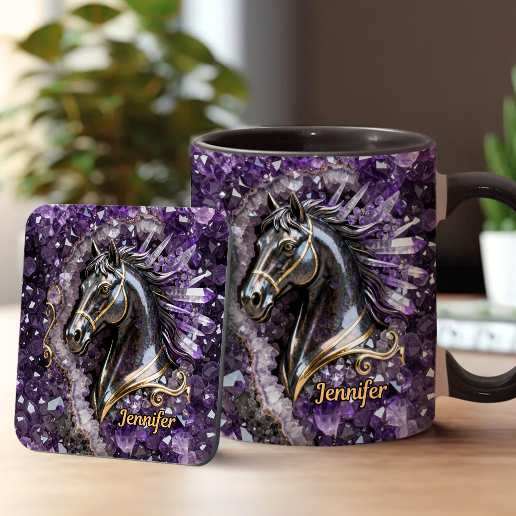 Mug et sous-verre personnalisés Love Horse - Motif cheval