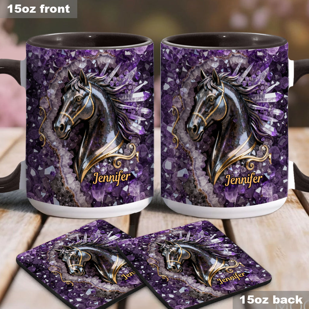 Mug et sous-verre personnalisés Love Horse - Motif cheval