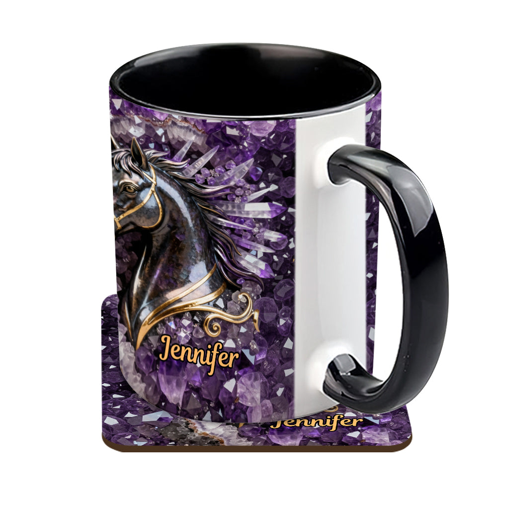 Mug et sous-verre personnalisés Love Horse - Motif cheval