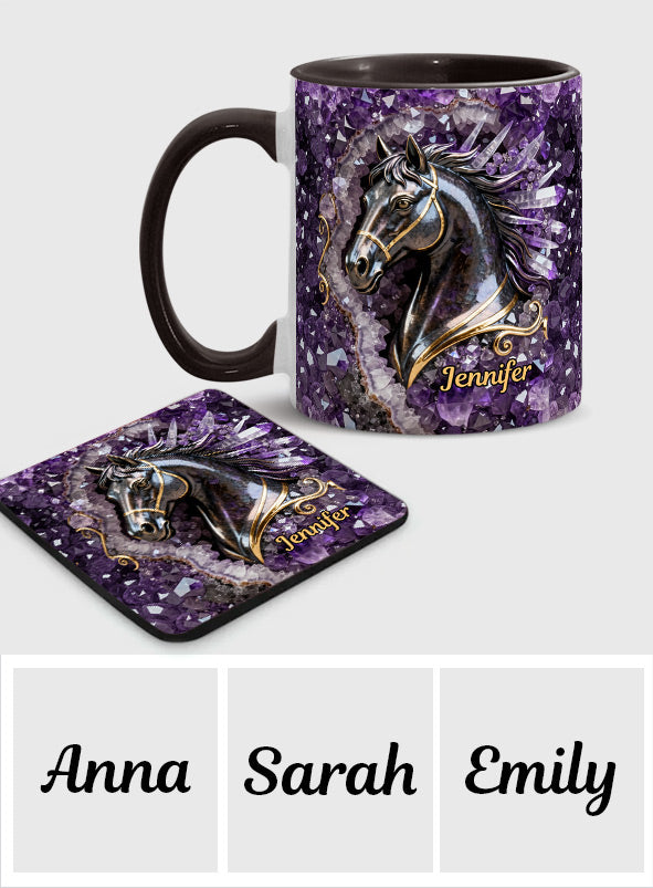 Mug et sous-verre personnalisés Love Horse - Motif cheval