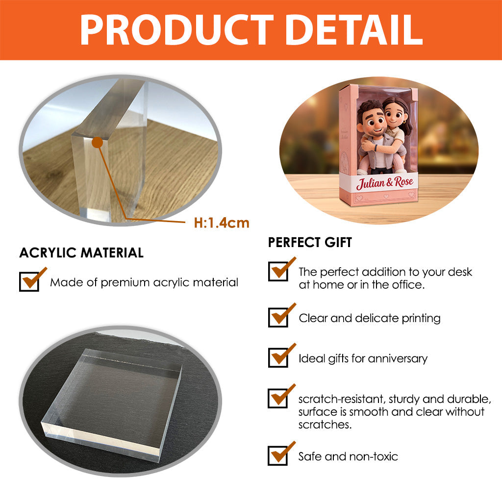 Je t'aime - Plaque acrylique personnalisée pour couple, forme sur mesure