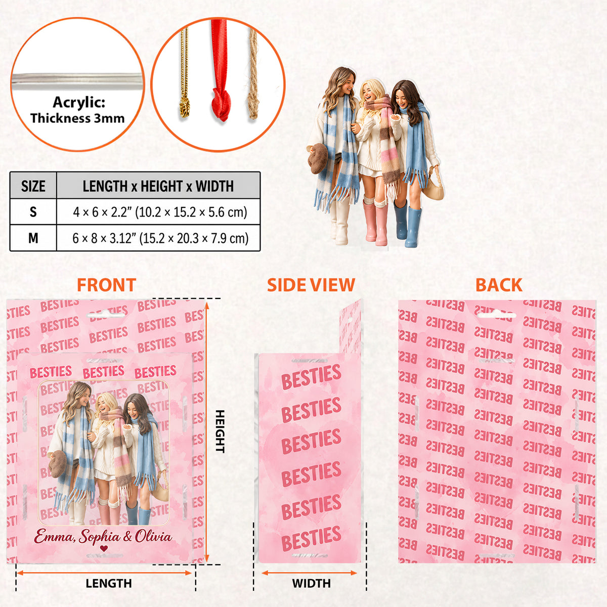 Best B*Tches Friendship Gifts - Personalized Bestie Acrylic Box Ornament