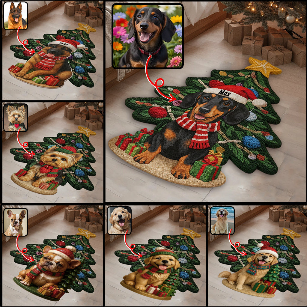 Tapis de Noël personnalisé pour chien - Tapis antidérapant à motif chien