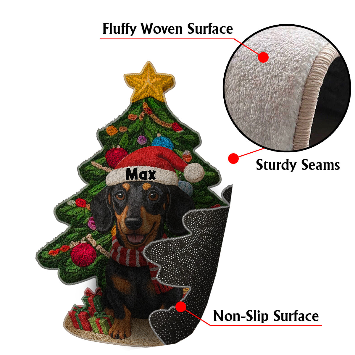 Tapis de Noël personnalisé pour chien - Tapis antidérapant à motif chien