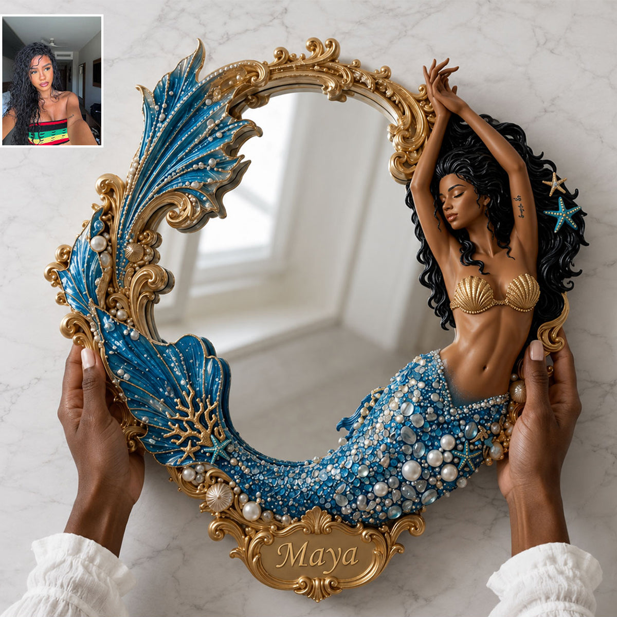 Soul Of A Mermaid - Personalized Mermaid Wall Hanging Mirror