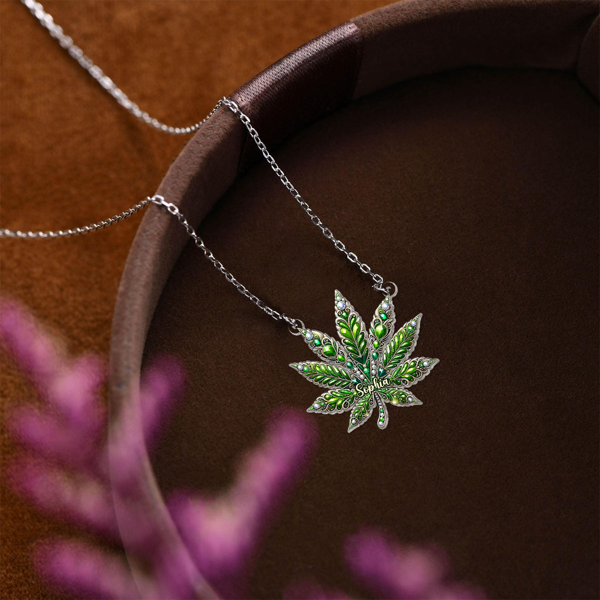 Magnifique pendentif feuille - Collier pendentif personnalisé en forme de plante sauvage