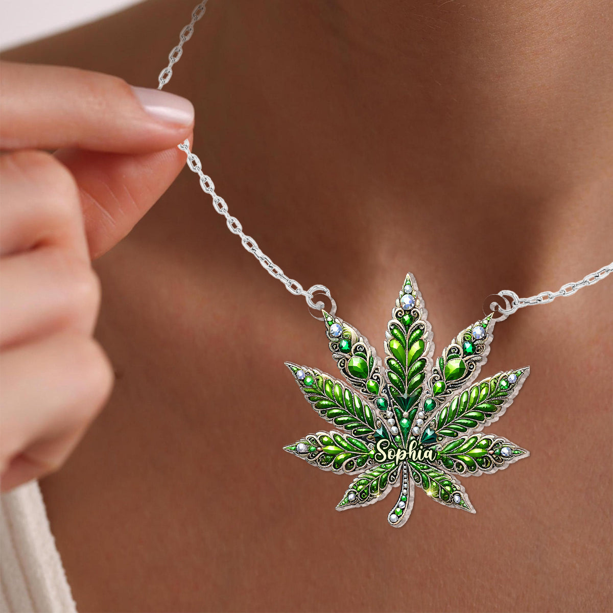 Magnifique pendentif feuille - Collier pendentif personnalisé en forme de plante sauvage