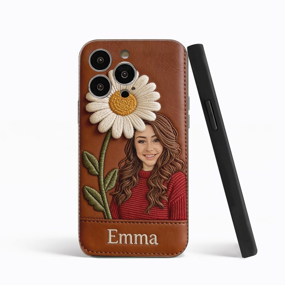 Custom Any Photo Birthmonth Flower - Personalized Self Love Leather Phone Case