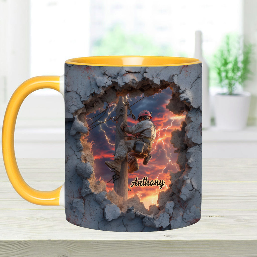 Gift For Lineman Dad, Husband, Son... - Personalized Lineman Accent Mug