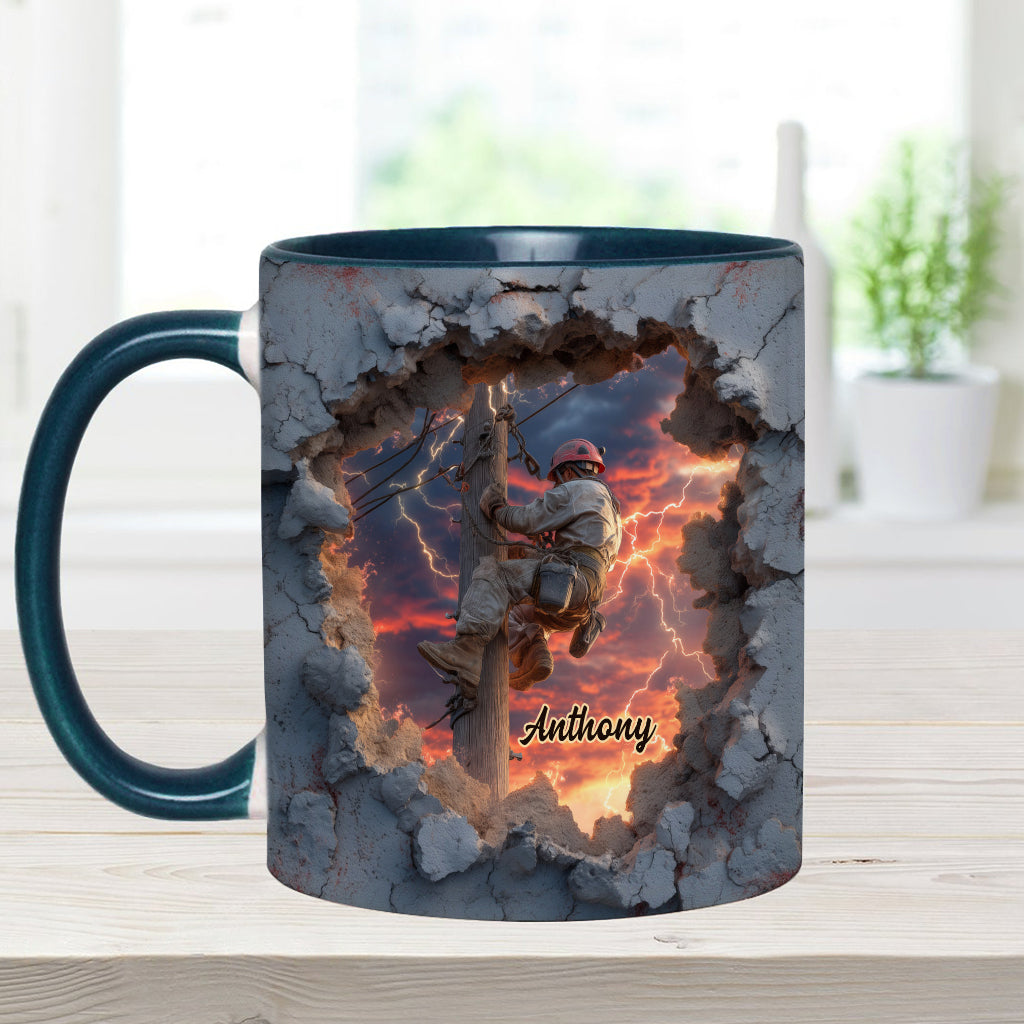 Gift For Lineman Dad, Husband, Son... - Personalized Lineman Accent Mug