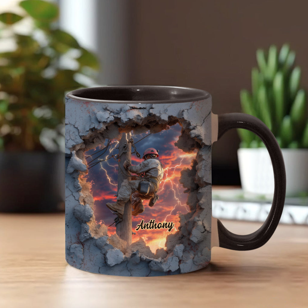 Gift For Lineman Dad, Husband, Son... - Personalized Lineman Accent Mug