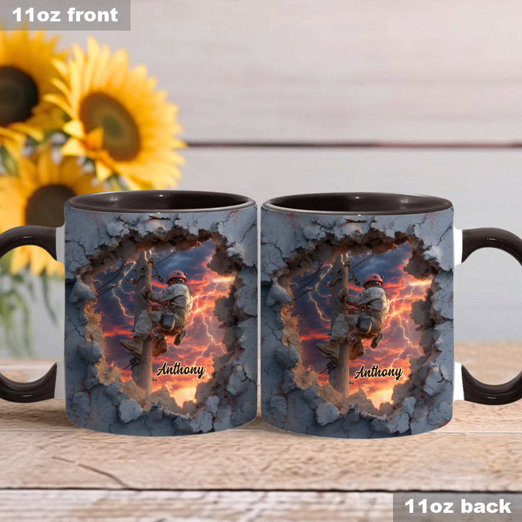 Gift For Lineman Dad, Husband, Son... - Personalized Lineman Accent Mug