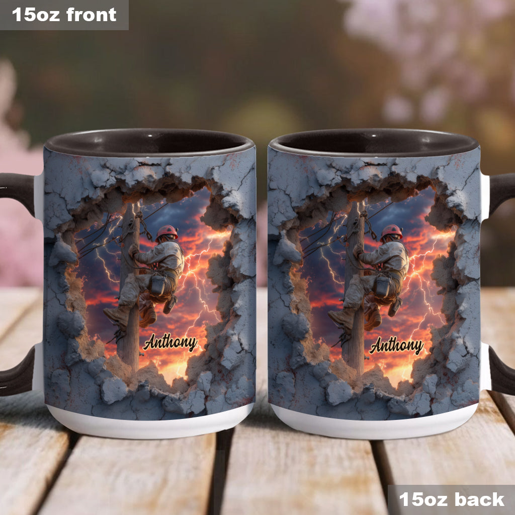 Gift For Lineman Dad, Husband, Son... - Personalized Lineman Accent Mug