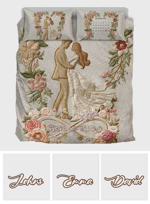 Amour éternel - Ensemble de literie personnalisé pour couple