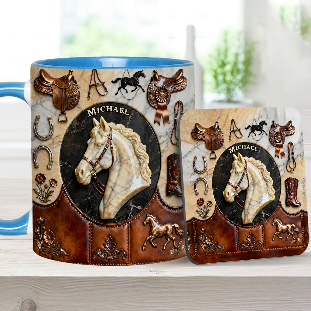 Mug et sous-verre personnalisés Love Horse - Motif cheval