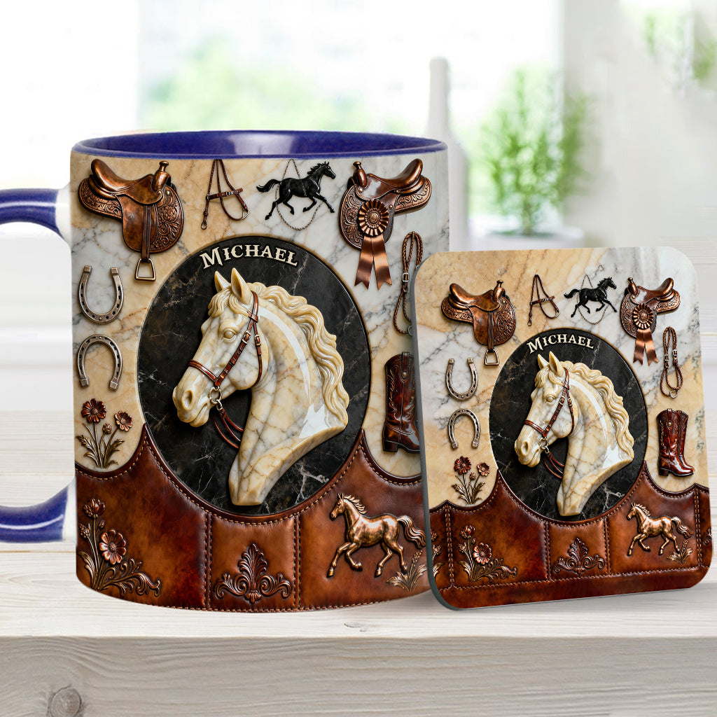 Mug et sous-verre personnalisés Love Horse - Motif cheval