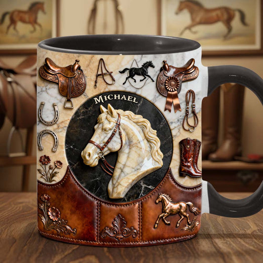 Mug et sous-verre personnalisés Love Horse - Motif cheval