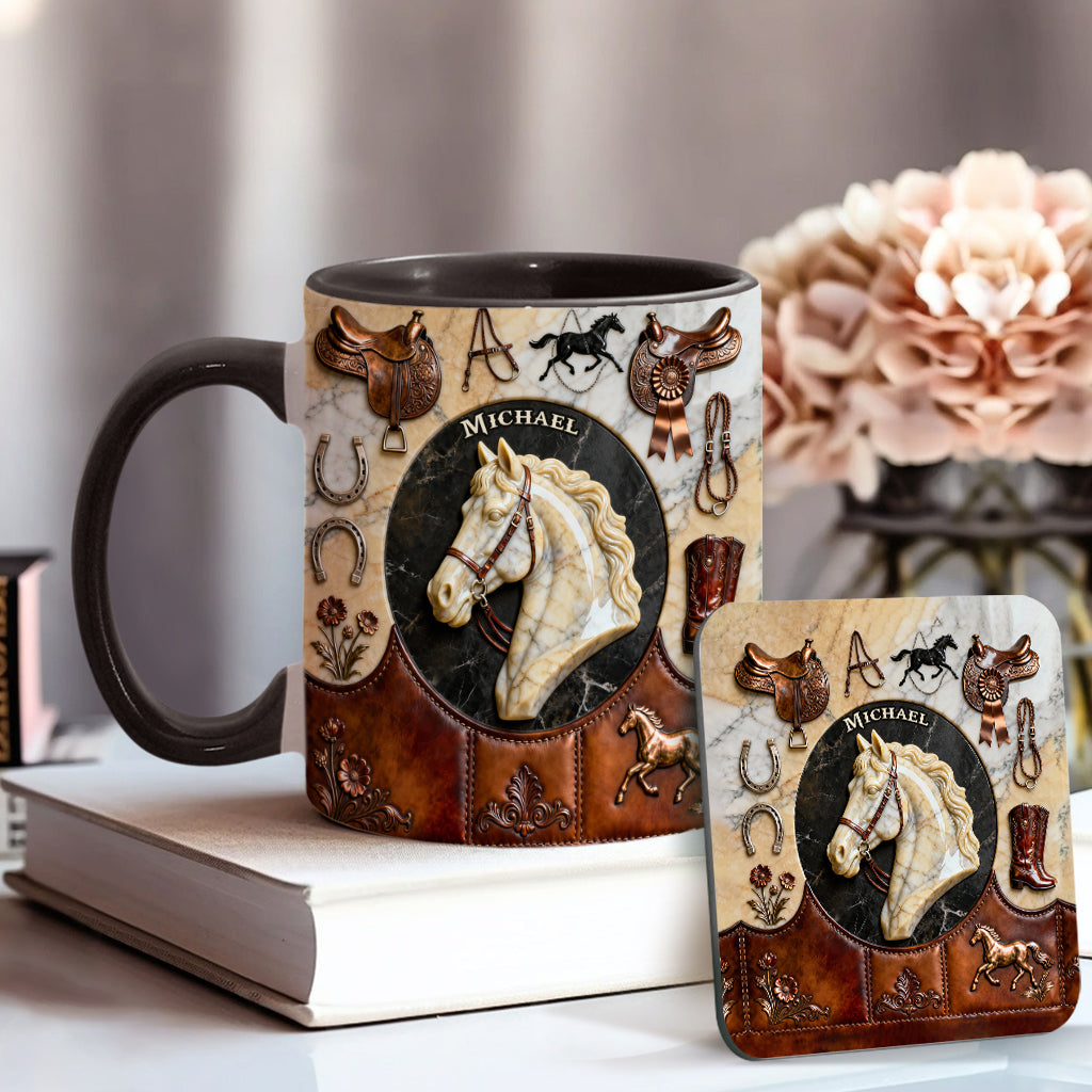 Mug et sous-verre personnalisés Love Horse - Motif cheval