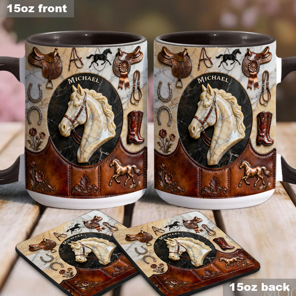 Mug et sous-verre personnalisés Love Horse - Motif cheval