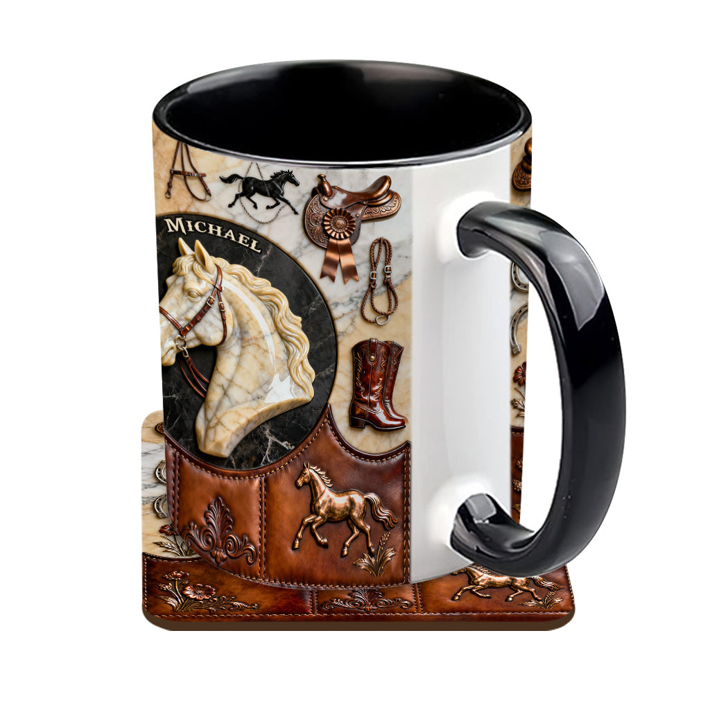 Mug et sous-verre personnalisés Love Horse - Motif cheval