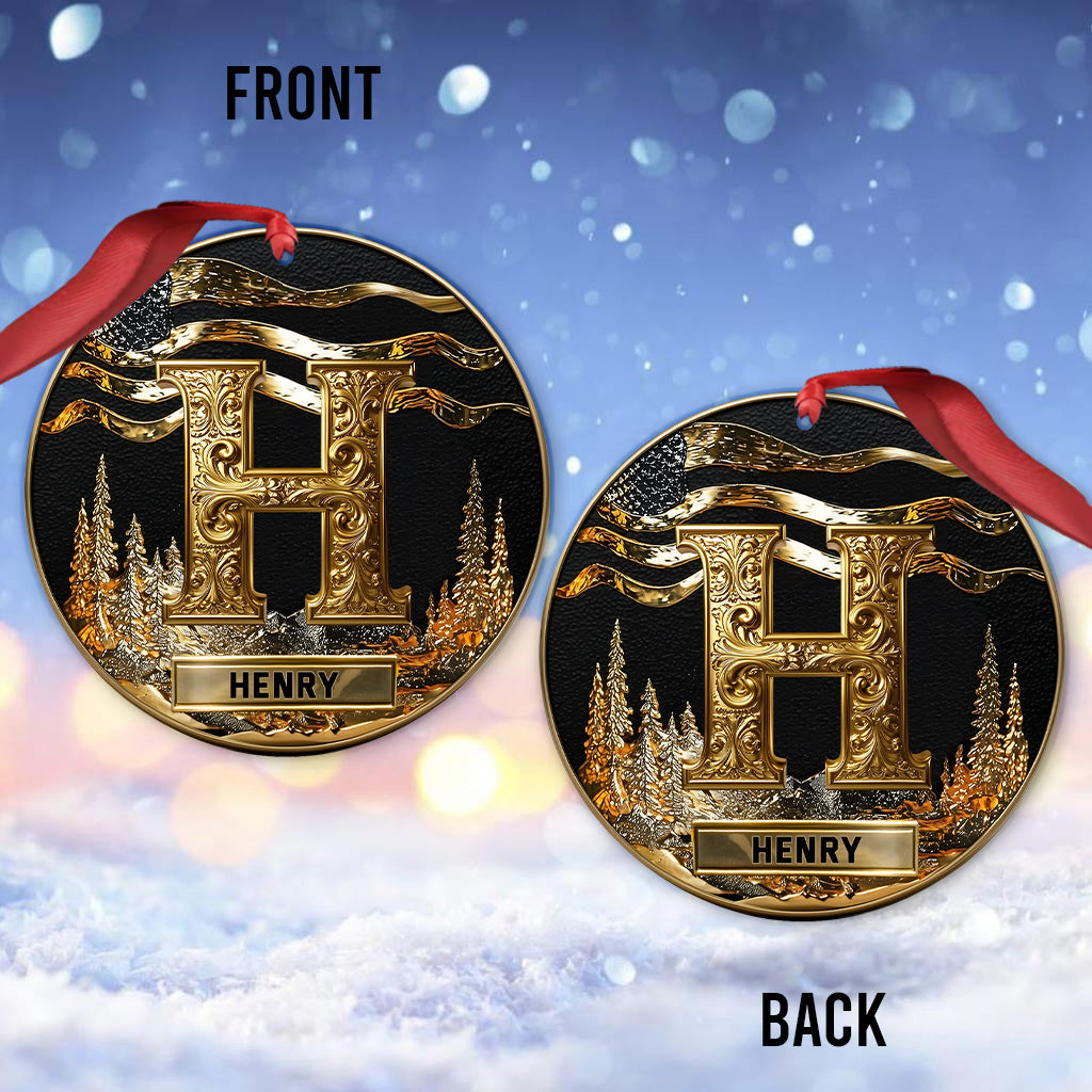 Custom Gold Initial For Family, Merry Christmas 2025 - Personalized Family Ornament