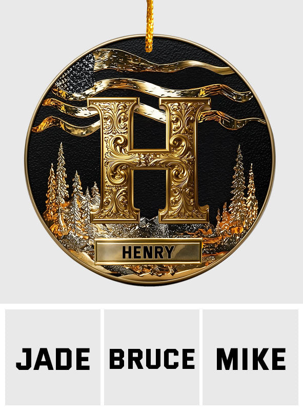 Custom Gold Initial For Family, Merry Christmas 2025 - Personalized Family Ornament