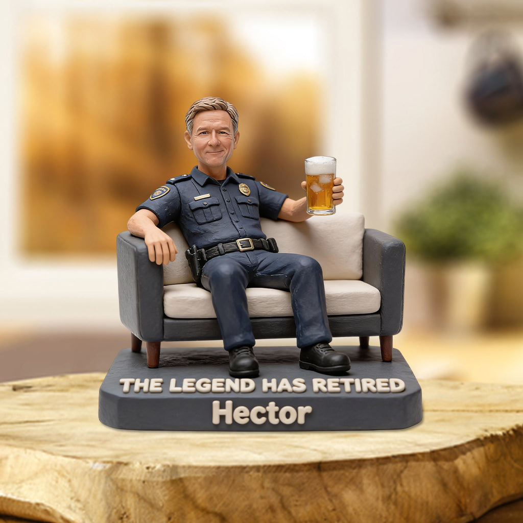 La légende a pris sa retraite - Plaque acrylique personnalisée en forme de policier