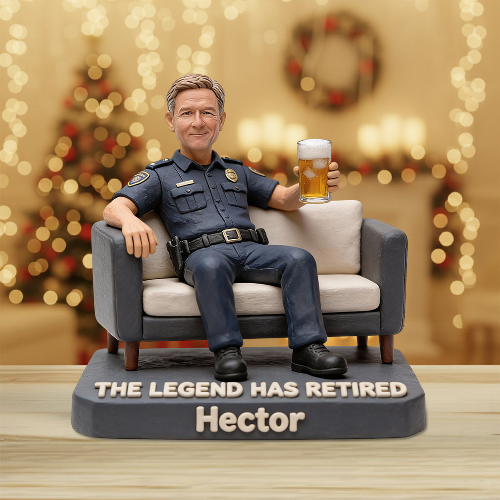 La légende a pris sa retraite - Plaque acrylique personnalisée en forme de policier