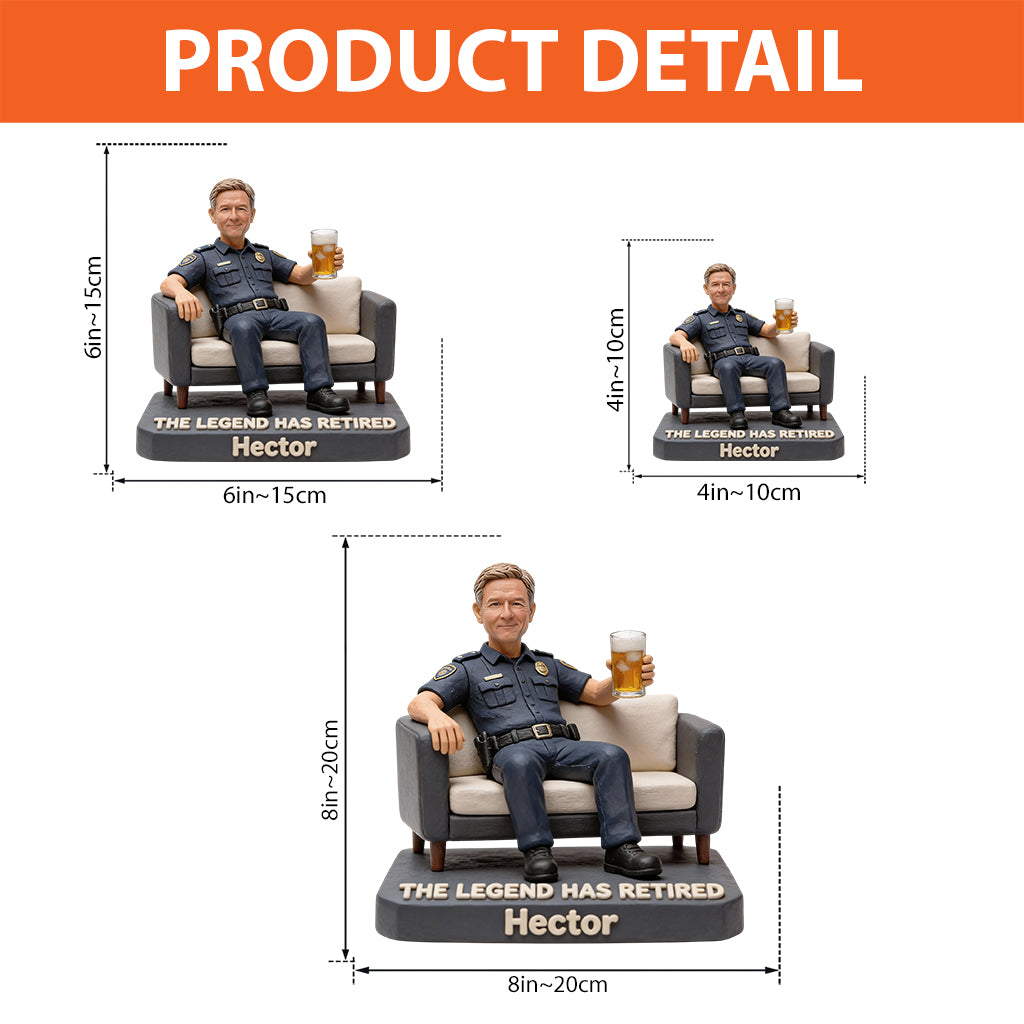 La légende a pris sa retraite - Plaque acrylique personnalisée en forme de policier