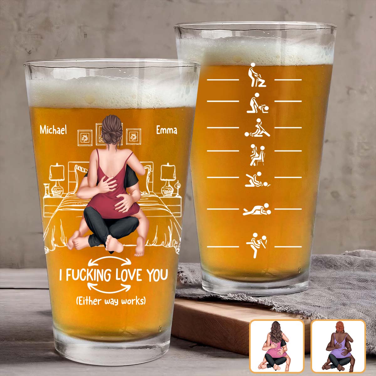 Couple coquin - Verres à bière personnalisés pour couples