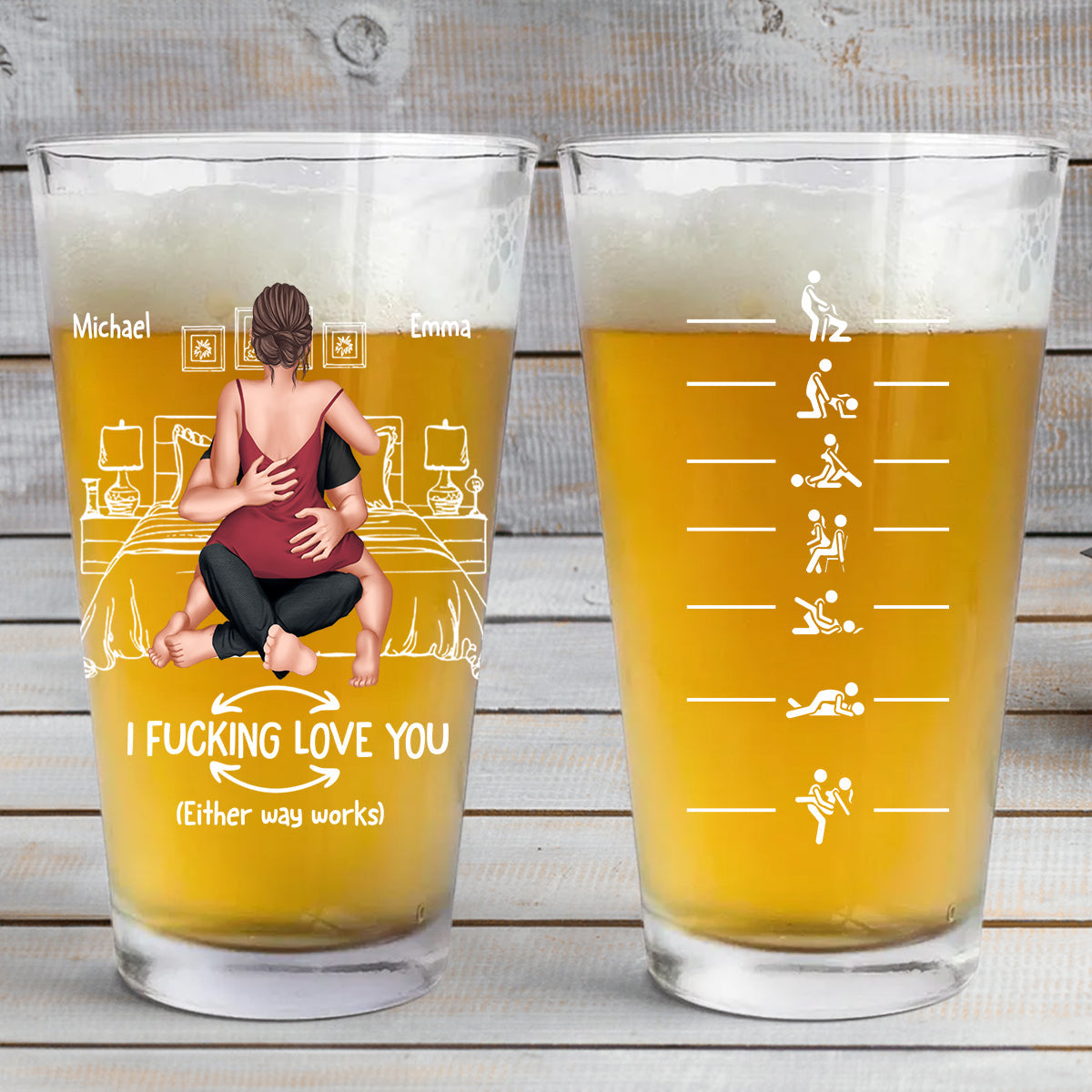 Couple coquin - Verres à bière personnalisés pour couples