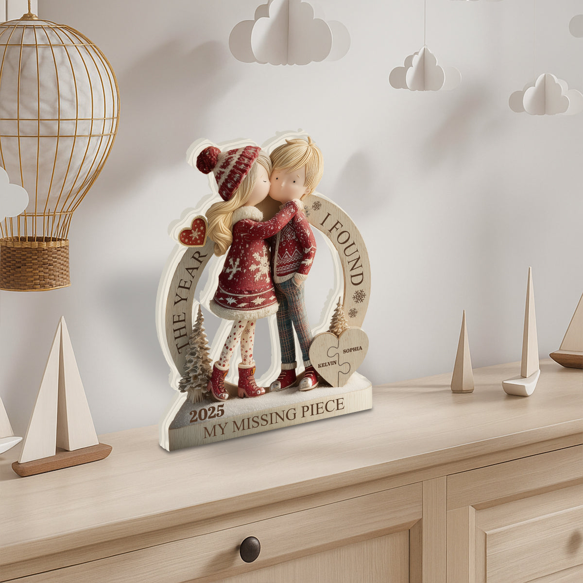 L'année où j'ai trouvé ma moitié - Plaque en bois personnalisée pour couple