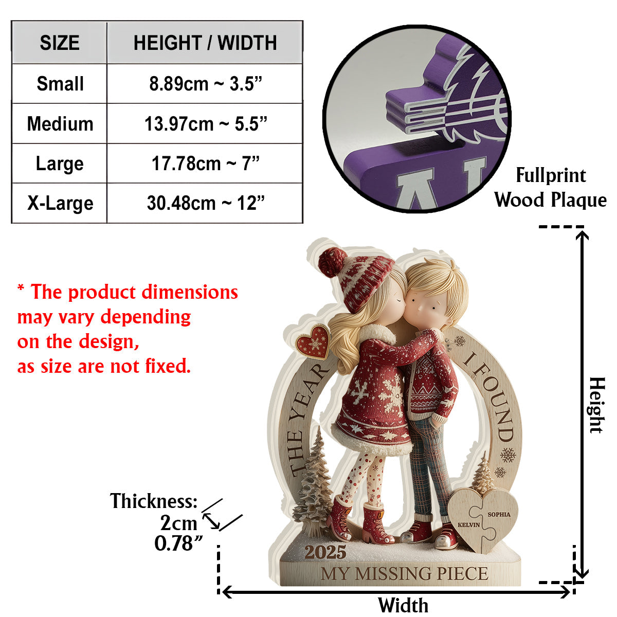 L'année où j'ai trouvé ma moitié - Plaque en bois personnalisée pour couple