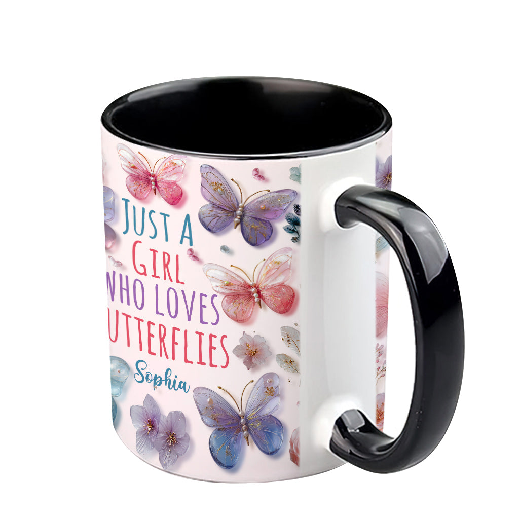Just A Girl Who Loves Butterflies - Personalized Butterfly Accent Mug