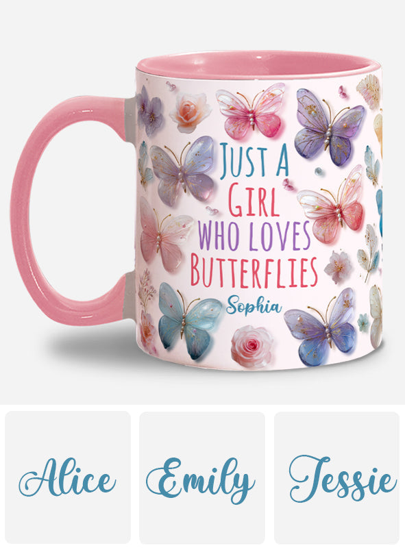 Just A Girl Who Loves Butterflies - Personalized Butterfly Accent Mug