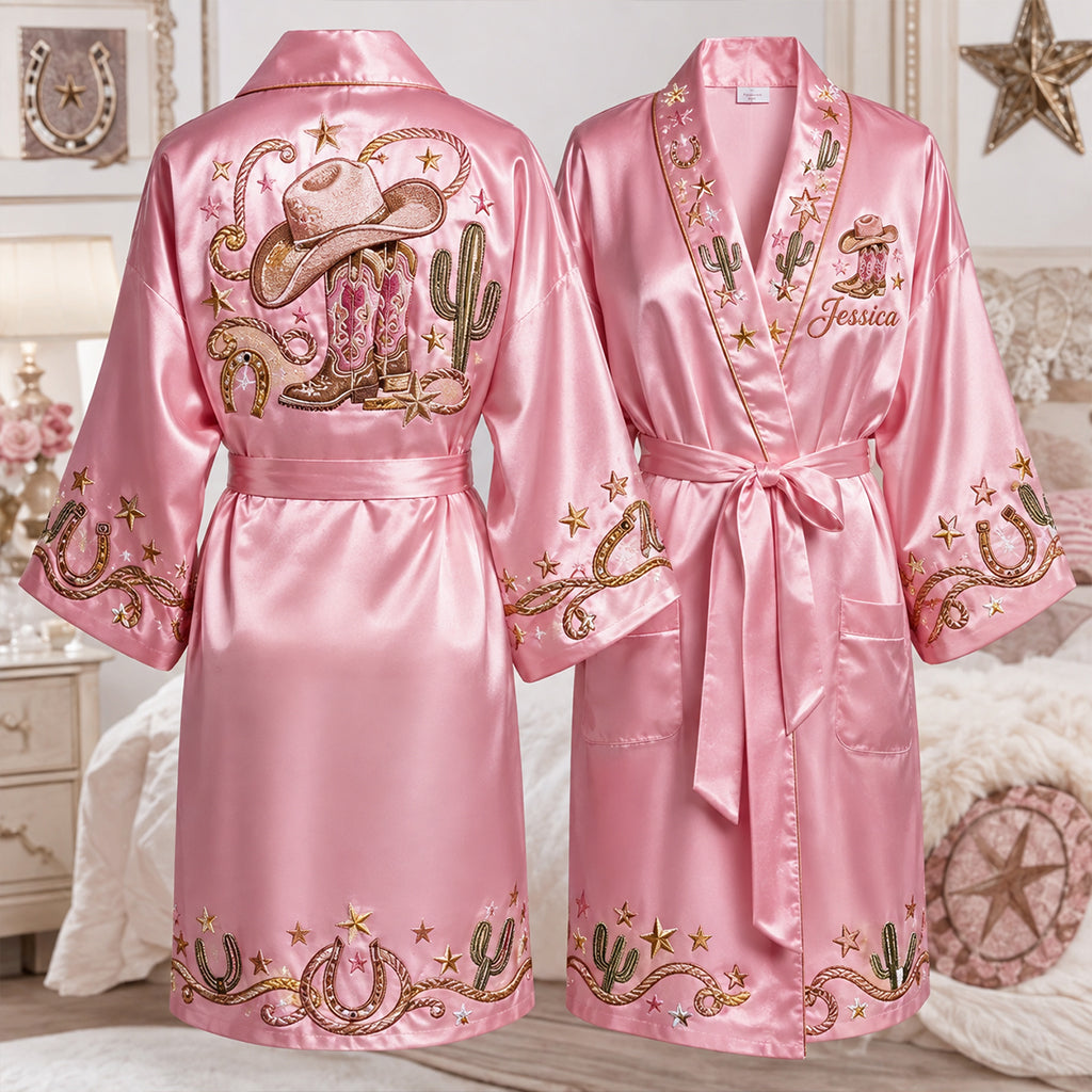 Robe Satin Personnalisée Cowgirl Rose