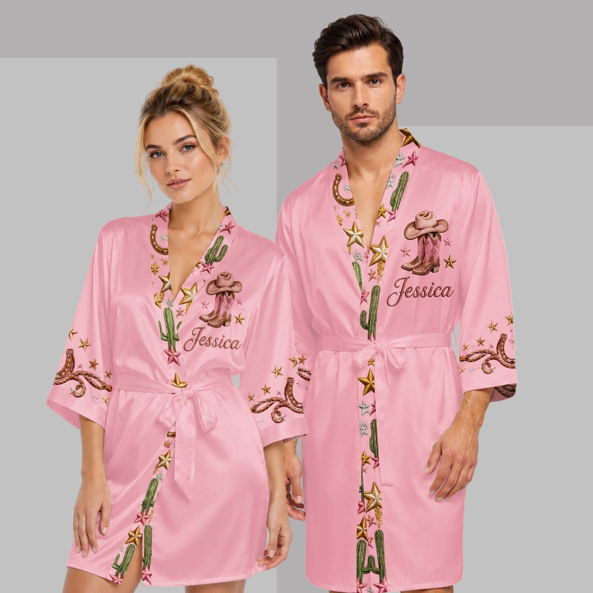 Robe Satin Personnalisée Cowgirl Rose
