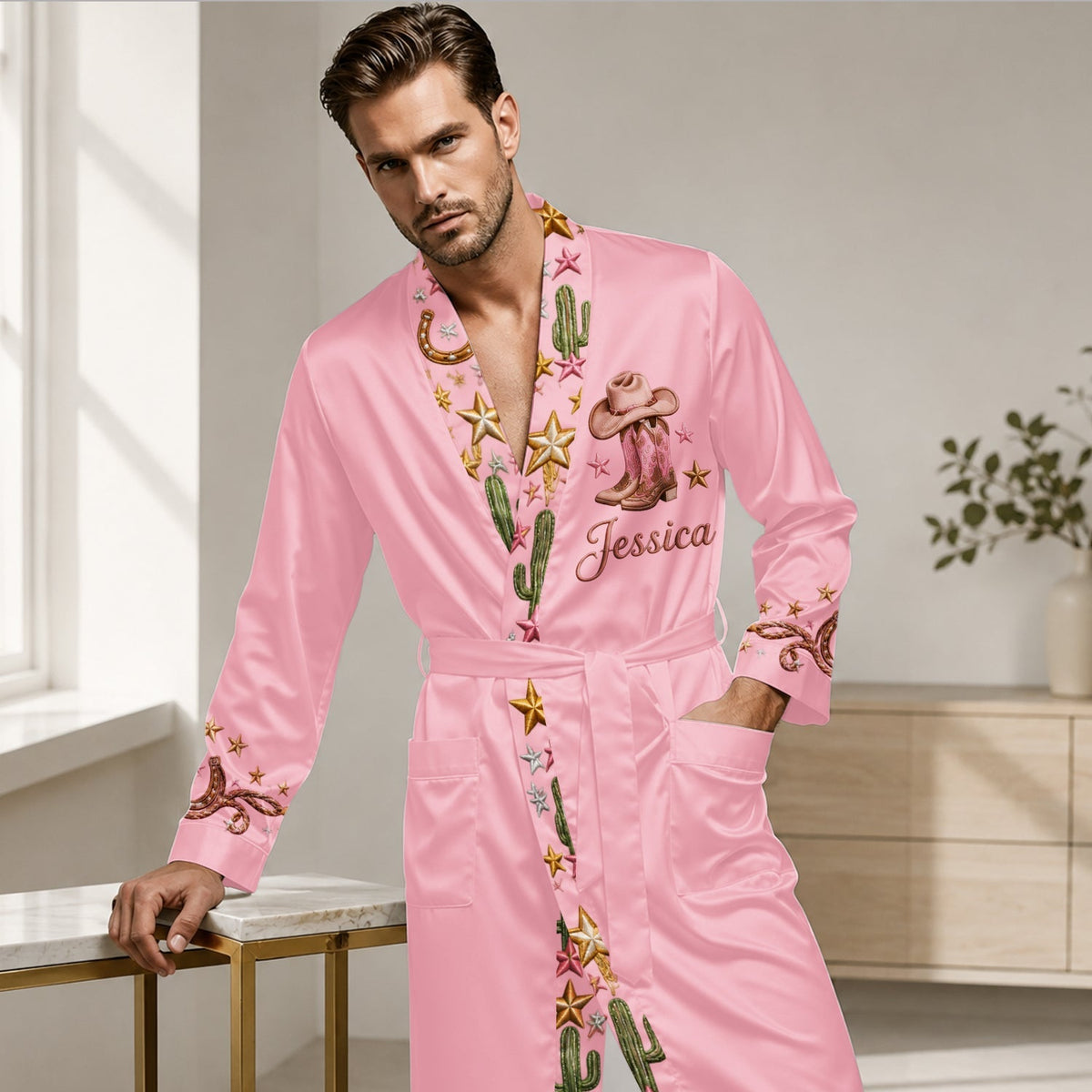 Robe Satin Personnalisée Cowgirl Rose